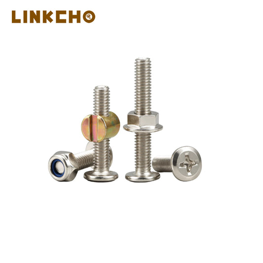 Nickel Plated Flat Countersunk Head Phillips Screws and Nuts Set for Plywood Furniture