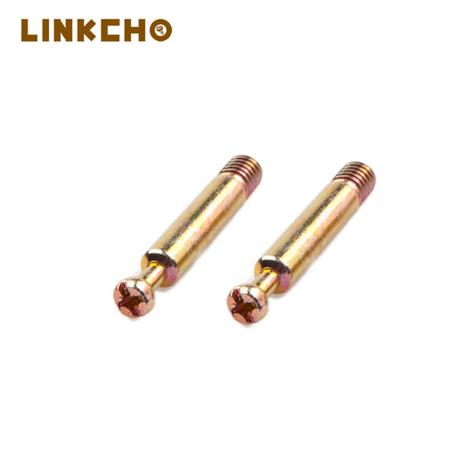 Yellow Zinc Plated 3 in 1 Furniture Connect Screw with Phillips Recessed Round Head Insert Locking Nut