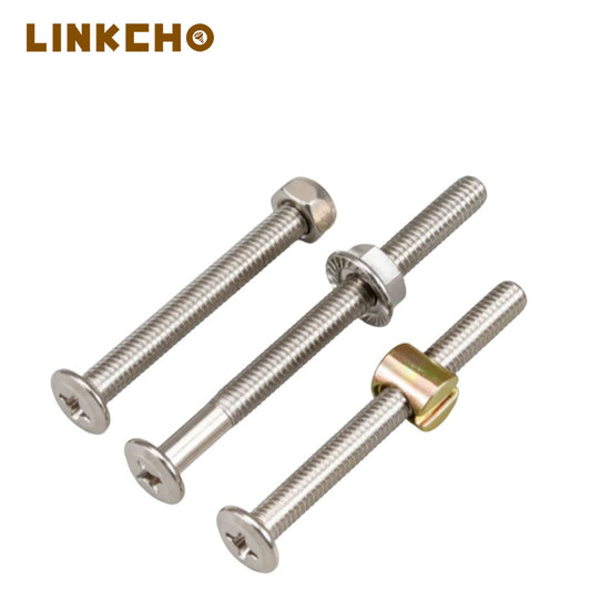 Nickel Plated Flat Countersunk Head Phillips Screws and Nuts Set for Plywood Furniture