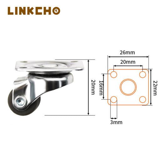Modern Mini Swivel Casters Adhesive-backed Iron Wheels Silent Brake No-drill for Hospital Use Small Bathroom Living Room