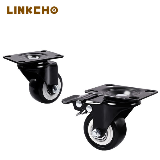 1.5 2 2.5 3 4 5 Inch Heavy Duty Caster with Brake, Locking Caster with 360 Degree Noiseless PVC Wheel, Swivel Caster