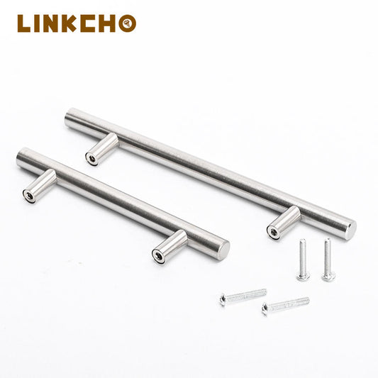 LINKCHO Stainless Steel T-shaped Double Hole Handle for Cabinets Wardrobes Dressers Bedroom Furniture for Kitchen & Bedroom Use