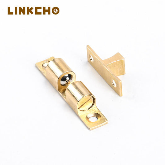 Solid Brass Cassette Door Bumper for Cupboard Wardrobe Cabinet Furniture Hardware Spring Ball Catch Door Closer Kitchen Bathroom