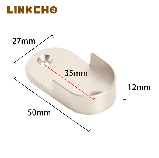 Widened Clothes Tube Support Die Casting U-shaped Flange Seat Wardrobe Flat Tube Hanging Clothes Rod Support Fixing Accessories