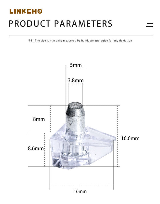 Furniture Hardware Transparent Plastic Pegs Metal Glass Shelf Support With Brackets Shelf Holders Pins for Cabinet Wood Shelves