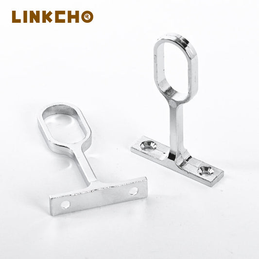 Full-Length Clothing Tube Crossbar Zinc Alloy Oval Flange Support for Wardrobe Clothes Rail