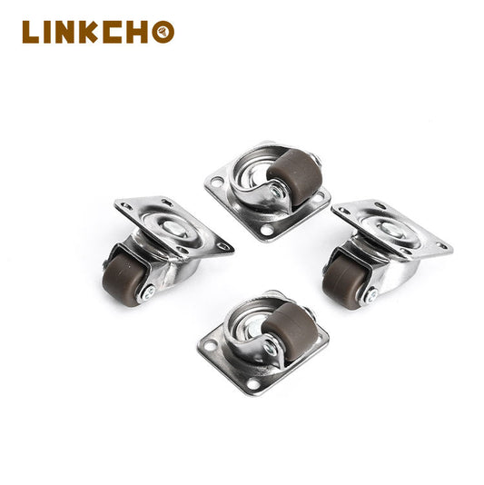 Modern Mini Swivel Casters Adhesive-backed Iron Wheels Silent Brake No-drill for Hospital Use Small Bathroom Living Room