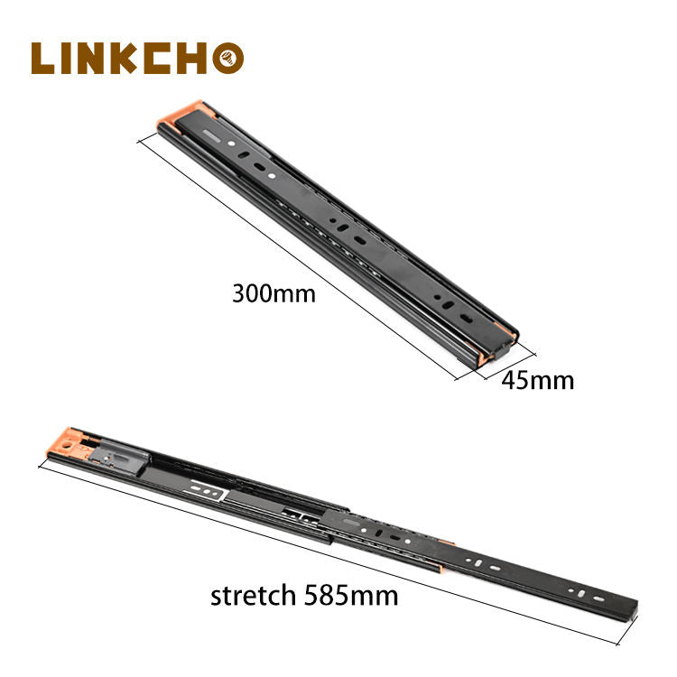 45mm Width Drawer Slides Runners 3 Fold Full Extension Soft Close Slides Hardware with Easy Installation