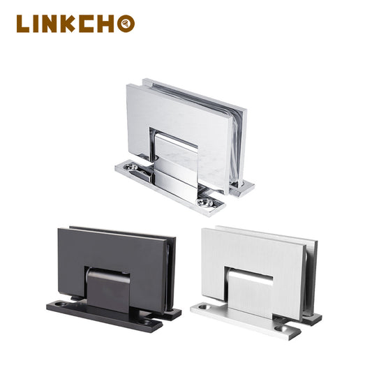 Glass Clip Modern Design Bathroom Wall Glass Door Pivot Shower Brass H Baseplate Hinge 180 Degree Brush Nickel Tempered Glass