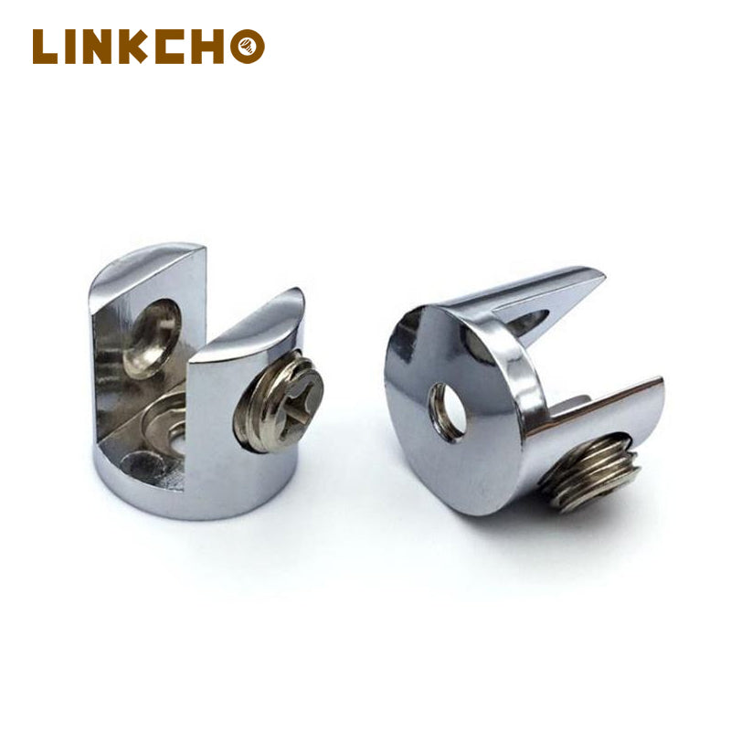 Zinc Alloy Chrome/Satin Finish 10mm Thickness Wooden Glass Holder Clips for Glass Panel Fixing