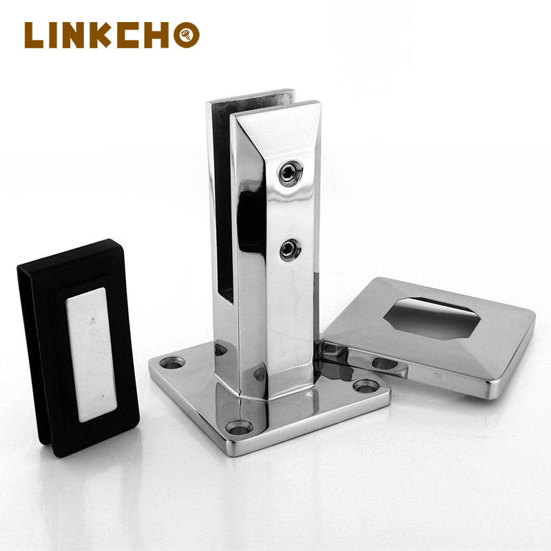 Glass Clip Stainless Steel 304 Flat Back Bracket for Square Post Railing System Satin Brushed High Precision Hardware