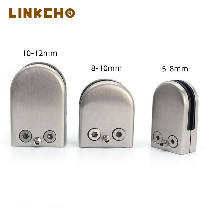 Satin Brush Black Mirror Finish SUS 304 Stainless Steel U Shaped Glass Clips Clamps 5-8mm Glass for Staircase Mall