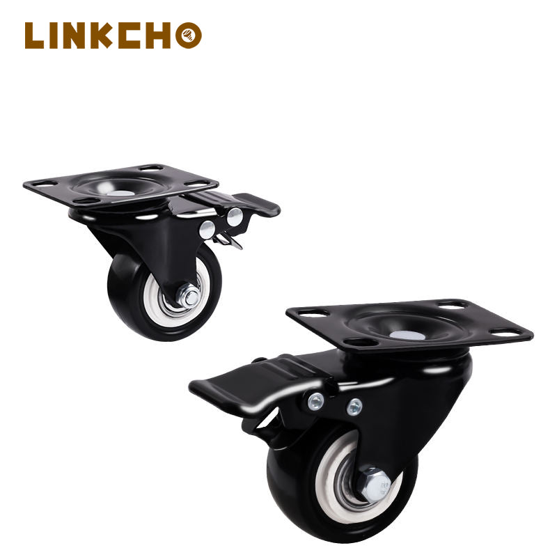1.5 2 2.5 3 4 5 Inch Heavy Duty Caster with Brake, Locking Caster with 360 Degree Noiseless PVC Wheel, Swivel Caster