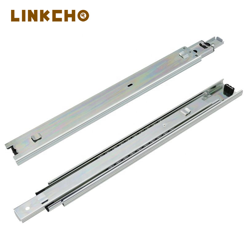 Heavy Duty 3-Section Ball Bearing Slide Rails 45KG Load, Snap-On Mounting for Furniture/Cabinet/Kitchen Drawers