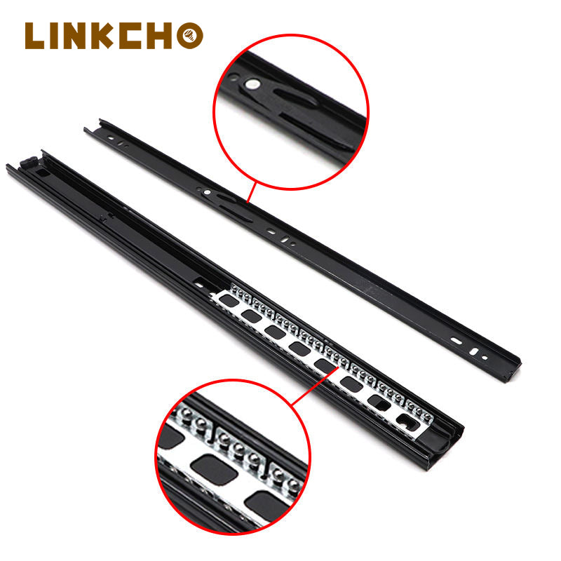 High Quality Modern Style Cold Rolled Steel 3-Fold Full-Extension Silent Drawer Slide Rail 45mm Width Ball Bearing 31-50kg Load