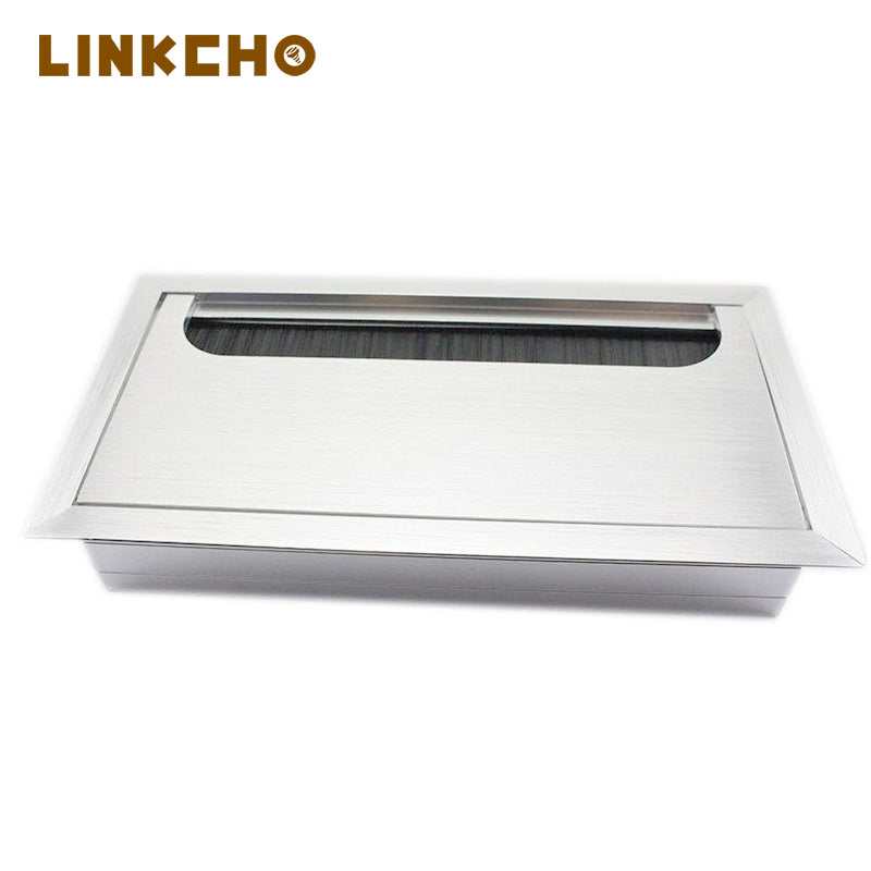 Modern Style High Quality Desk Cable Grommet Box Aluminum Alloy Brush Wire Cover for Home Office Workstation Sleek Desk Design