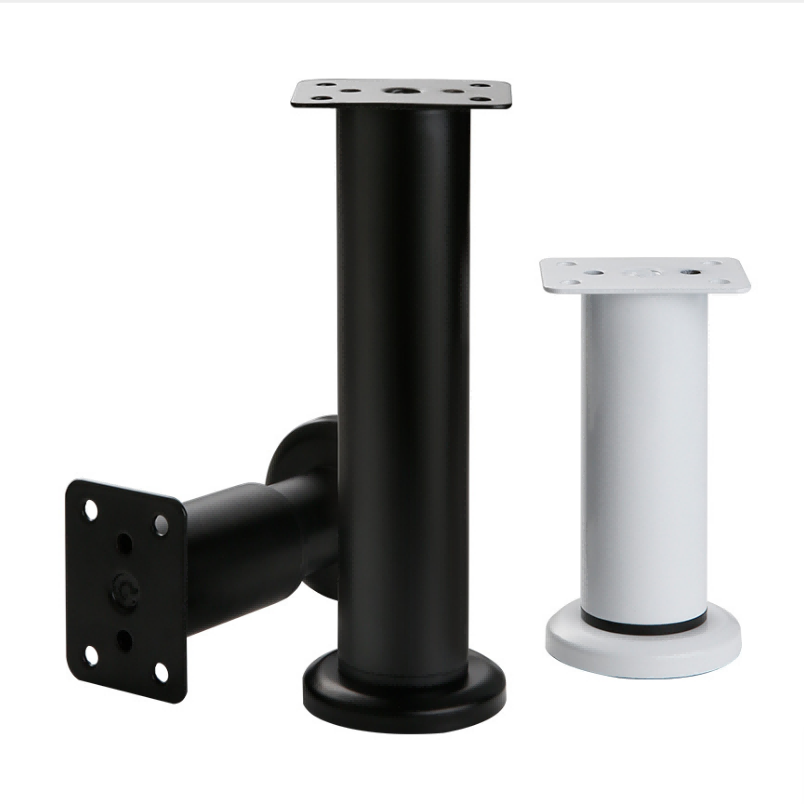 Modern Black Telescopic Adjustable Height Legs Iron Furniture Hardware for Bed Desk Cabinets Plastic Feet Stand for Home Office