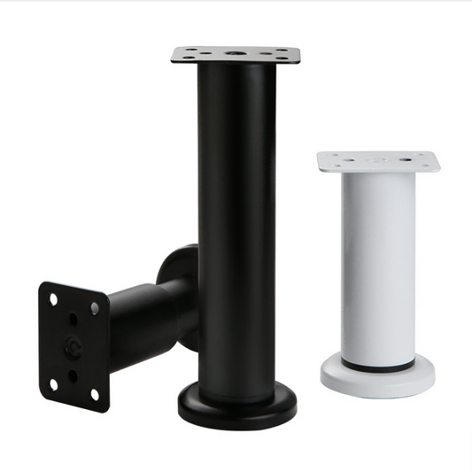 Modern Black Telescopic Adjustable Height Legs Iron Furniture Hardware for Bed Desk Cabinets Plastic Feet Stand for Home Office
