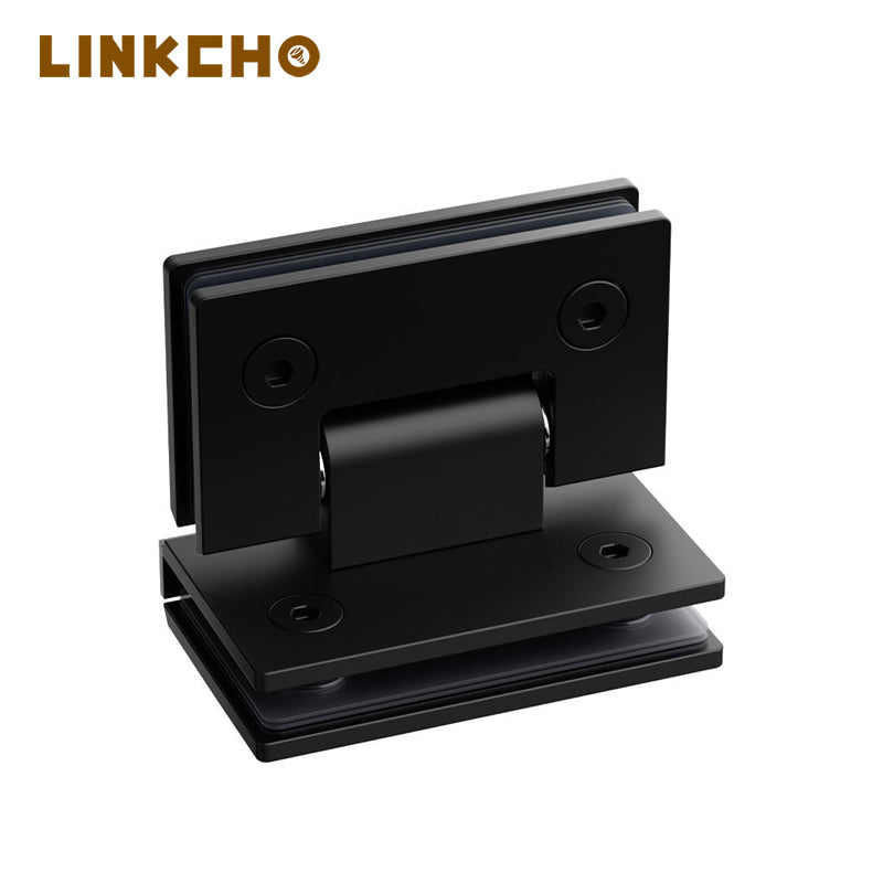 Matte Black 90 Degree Stainless Steel Grade 304 Shower Hinge for Glass Door Bathroom Hinge Double-sided Glass Clip