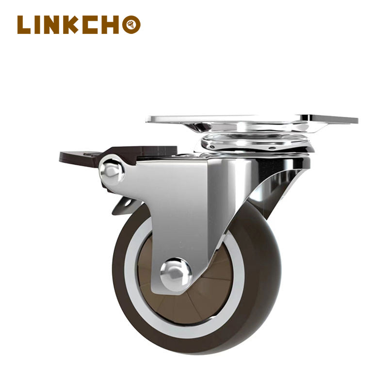 Heavy Duty Casters with Brake Hospital Bed 6 Inch Expanding Stem Orange Caster Wheel