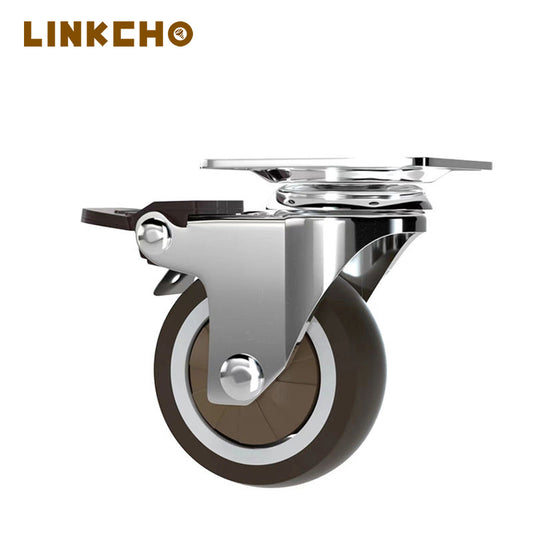 Heavy Duty Casters with Brake Hospital Bed 6 Inch Expanding Stem Orange Caster Wheel