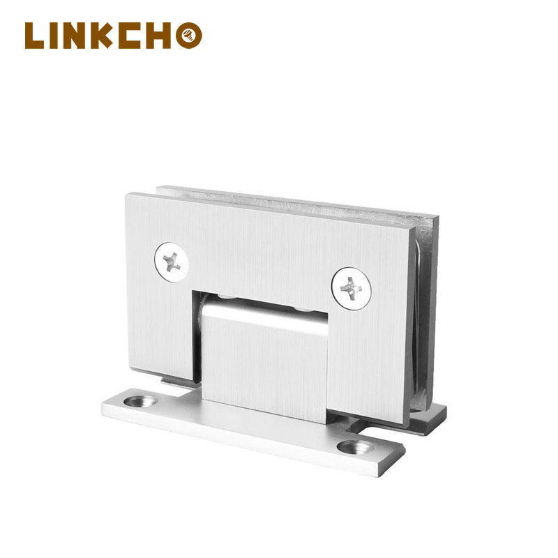 Glass Clip Modern Design Bathroom Wall Glass Door Pivot Shower Brass H Baseplate Hinge 180 Degree Brush Nickel Tempered Glass