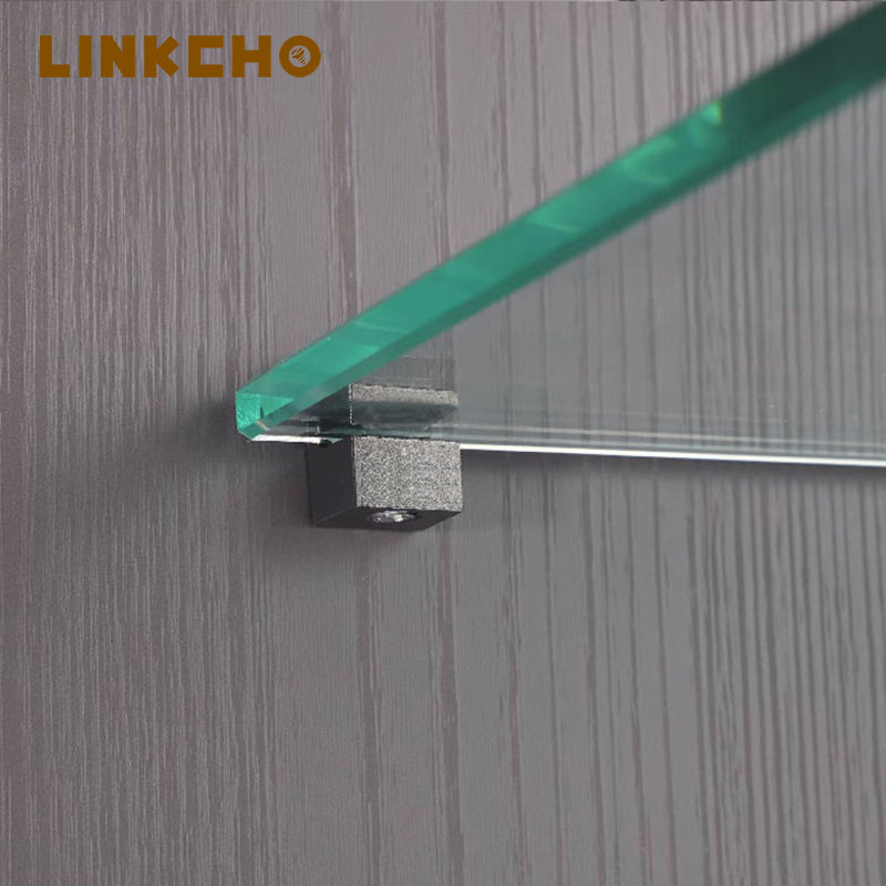 Factory Custom Zinc Alloy Integrated Molding Bathroom Door Adjustable Glass Clip Clamp for Glass Cabinet Wall Shelf