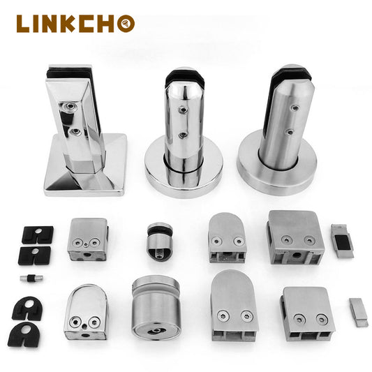 Glass Clip Stainless Steel 304 Flat Back Bracket for Square Post Railing System Satin Brushed High Precision Hardware