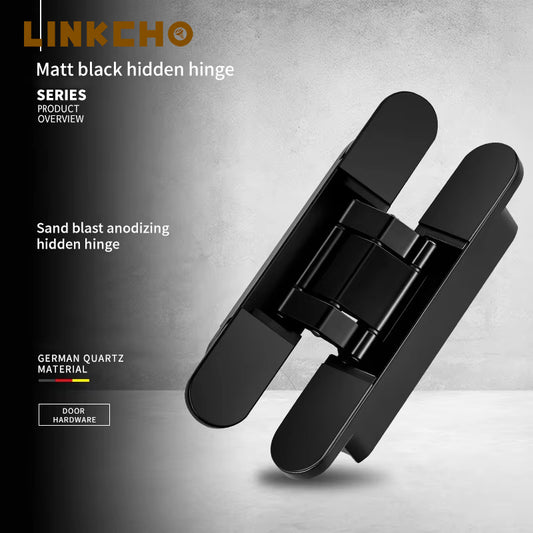 Modern 180 Degree 3D Adjustable Zinc Alloy Door Hinge Black Wooden Door Heavy Duty Concealed Hidden Soft Close Feature
