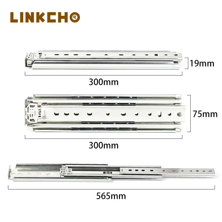 76mm Wide Heavy-duty Three-section Guide Rail Industrial RV Cabinet Drawer Heavy-duty Slide Slides