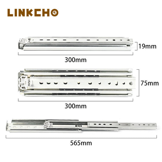 76mm Wide Heavy-duty Three-section Guide Rail Industrial RV Cabinet Drawer Heavy-duty Slide Slides
