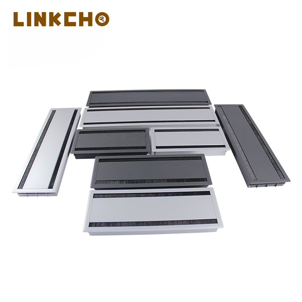Conference Table Desk Aluminium Alloy Soft Closing Cable Hole Cover Cord Hider Grommets Box Organizer Wire Management