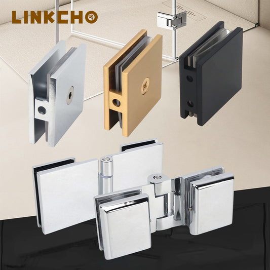Square Stainless Steel Handrail Railing Glass Clip Shower Hinge Door Glass Clamp Black for Shower Door