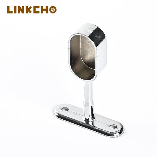 Zinc Alloy Base Flange Hanging Rod Clothes Hosted Wardrobe Hardware Oval Rail Hanging Holder Tube Support Cabinet Mount