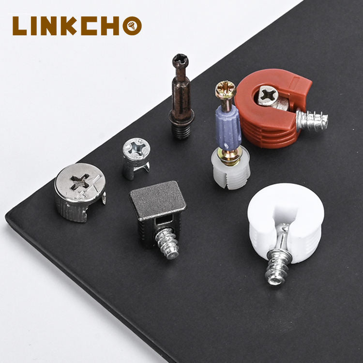 Full Set Three One Furniture Hardware Cam Lock Screw Connector Dowel Pin Fastener Miter Double Ended Connectors Shelf Supports