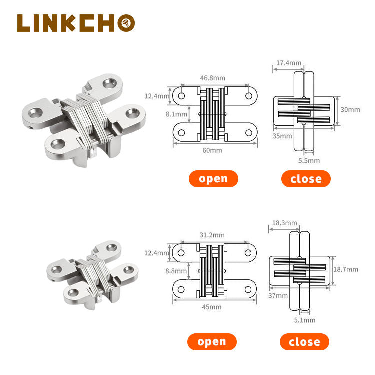 Modern Design Soft Closing Silent Durable Concealed Hidden Door Hinges Zinc Alloy Invisible Hinges Living Room Bathroom