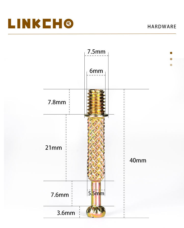 Factory Wholesale 3 in 1 Furniture Joint Connector Cam Bolt Connecting Connecting Rod Fittings for Cabinet