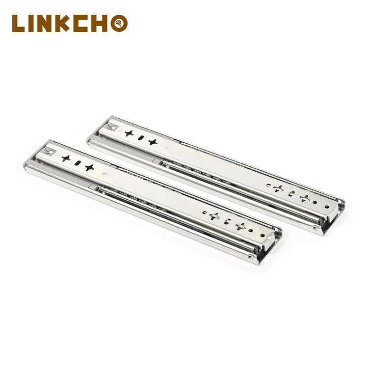 Heavy Duty Dual Purpose Ball Bearing Drawer Slides 53mm 3 Fold Push Open Kitchen Telescopic Silent Full Extension Hidden