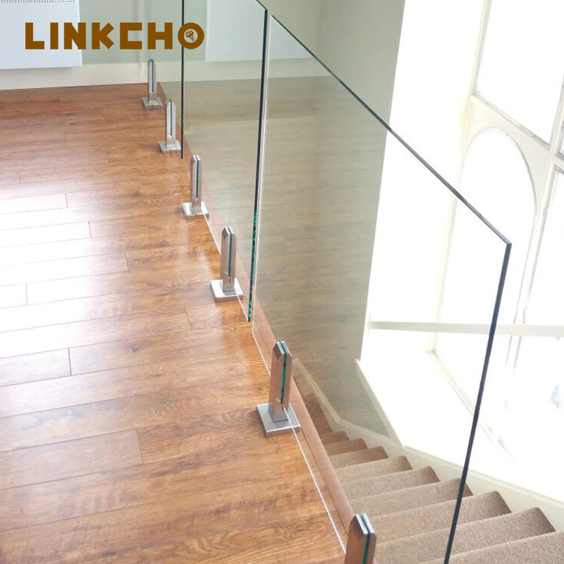 Glass Clip Stainless Steel 304 Flat Back Bracket for Square Post Railing System Satin Brushed High Precision Hardware