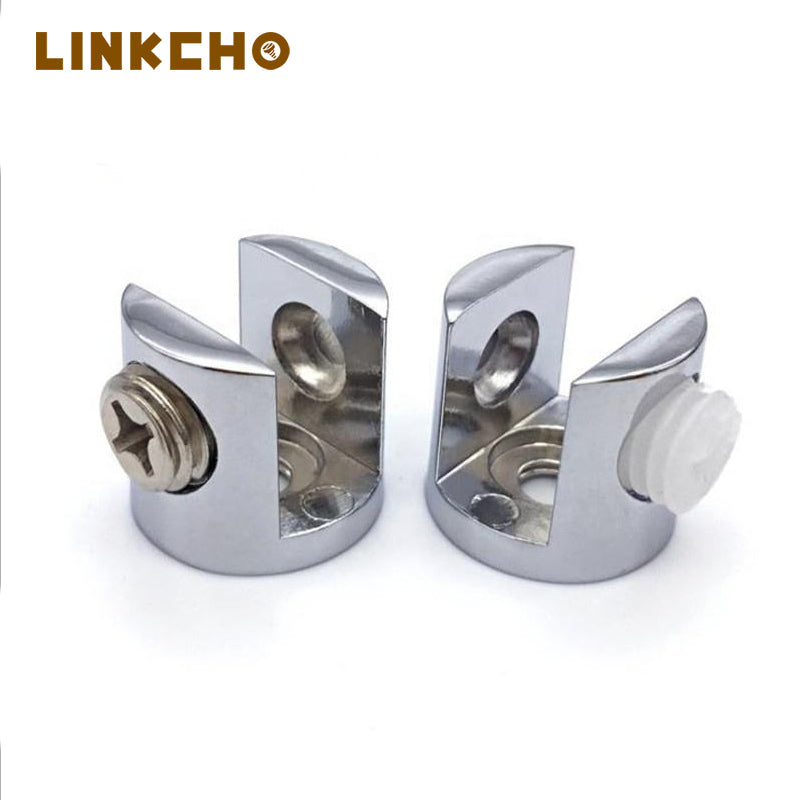 Zinc Alloy Chrome/Satin Finish 10mm Thickness Wooden Glass Holder Clips for Glass Panel Fixing