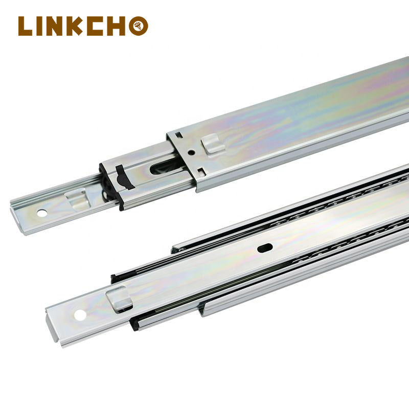 Heavy Duty 3-Section Ball Bearing Slide Rails 45KG Load, Snap-On Mounting for Furniture/Cabinet/Kitchen Drawers