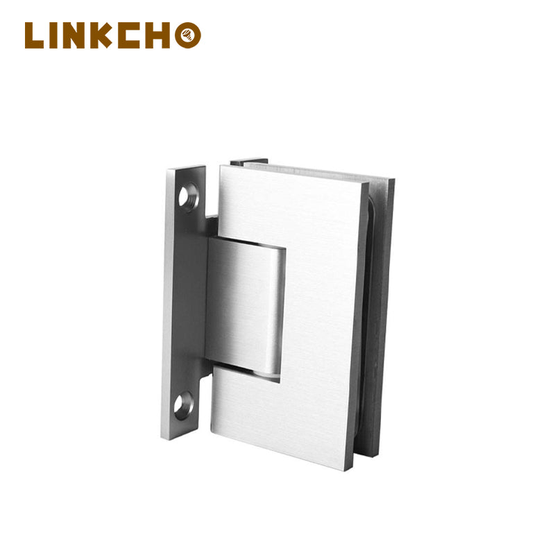 Glass Clip Modern Design Bathroom Wall Glass Door Pivot Shower Brass H Baseplate Hinge 180 Degree Brush Nickel Tempered Glass