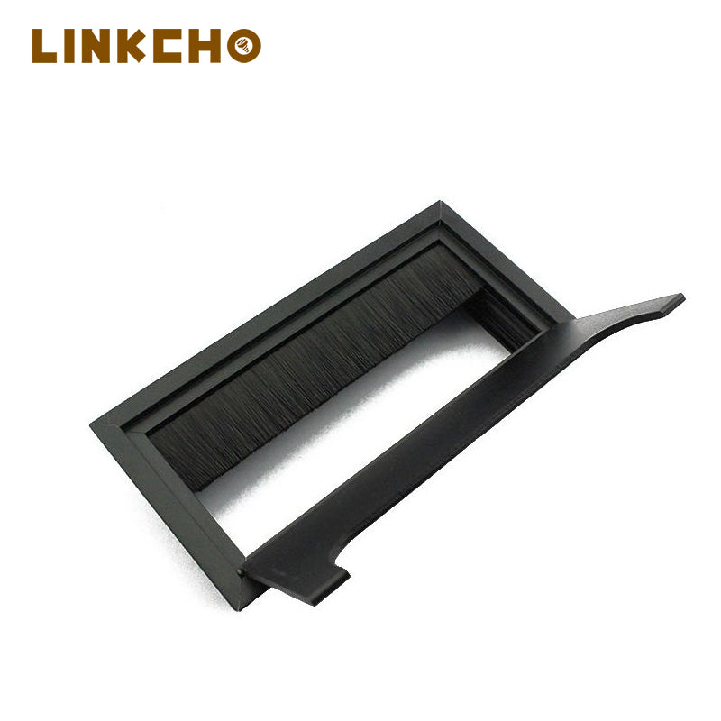 Modern Style High Quality Desk Cable Grommet Box Aluminum Alloy Brush Wire Cover for Home Office Workstation Sleek Desk Design