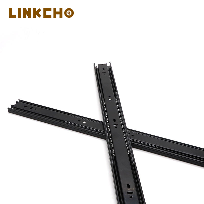 High Quality Modern Style Cold Rolled Steel 3-Fold Full-Extension Silent Drawer Slide Rail 45mm Width Ball Bearing 31-50kg Load