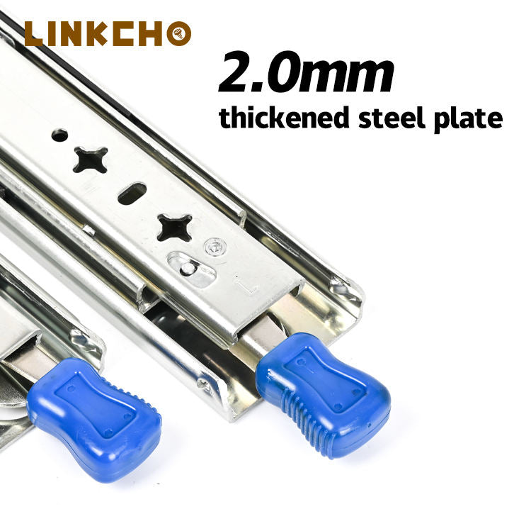 Industrial Grade 53mm Wide Heavy-duty Slide Rail Thickened With Locking Mechanism Solid Steel Ball Bearing Buffer Track