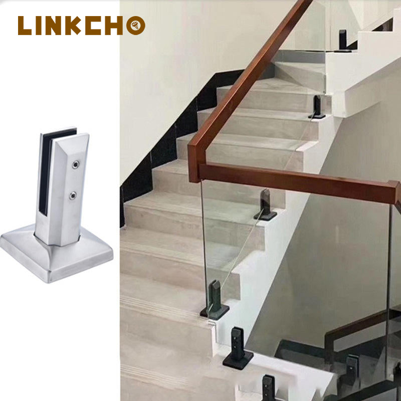 Modern 304 Stainless Steel Glass Clip for Bathroom Swimming Pool Villa Stair Tempered Glass Punch-Free Base Fixed 201 Series