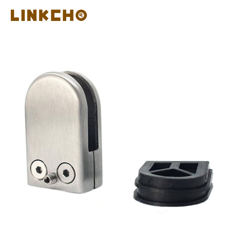 Satin Brush Black Mirror Finish SUS 304 Stainless Steel U Shaped Glass Clips Clamps 5-8mm Glass for Staircase Mall