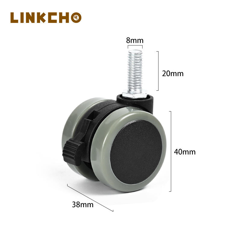 40mm Swivel Casters PP+PVC Bolt-Hole Furniture Caster Dentist Stool Foot Wheel for Chair Swivel