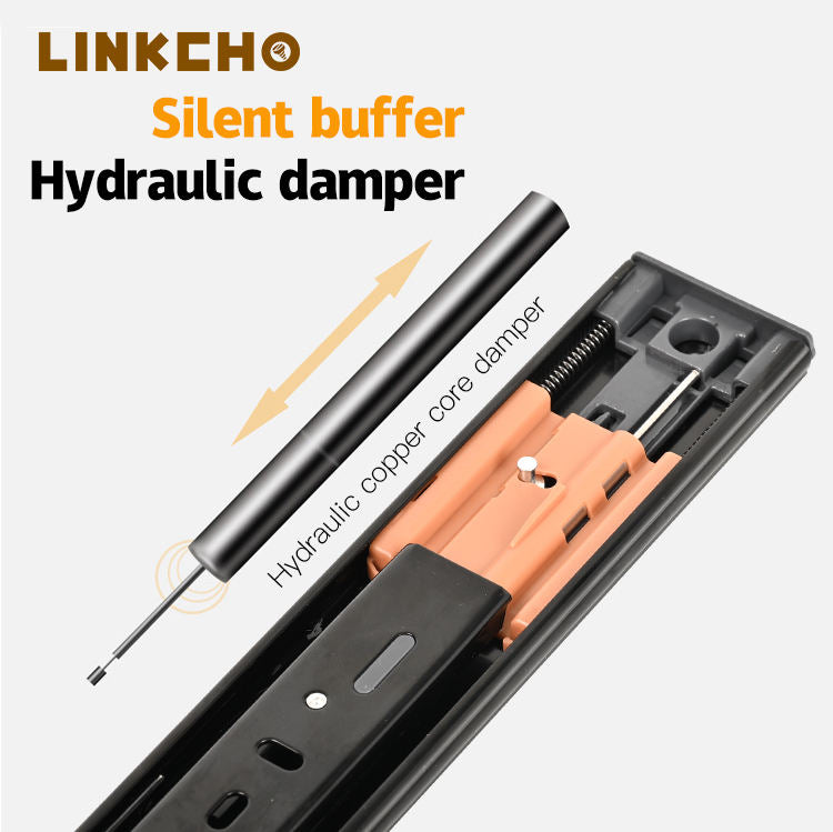 Heavy Duty Kitchen & Dining Drawer Slides Three Stage Ball Rails 45mm Wide 12mm Thick Soft Close Quiet Track