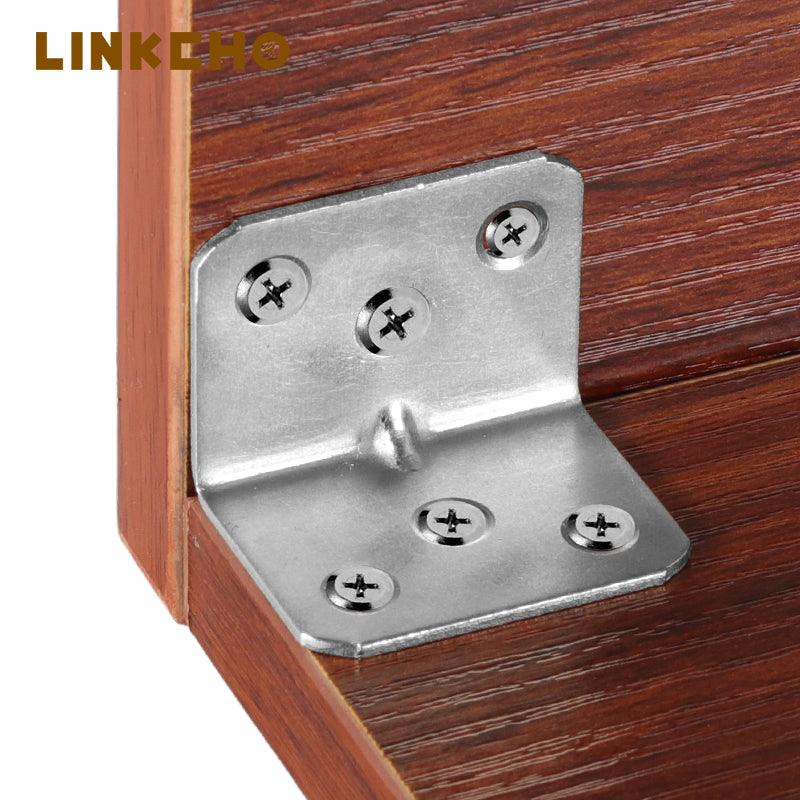Stainless Steel 90 Degree Right Angle Bracket Corner Code Connector & Shelf Support with Reinforcement Hardware
